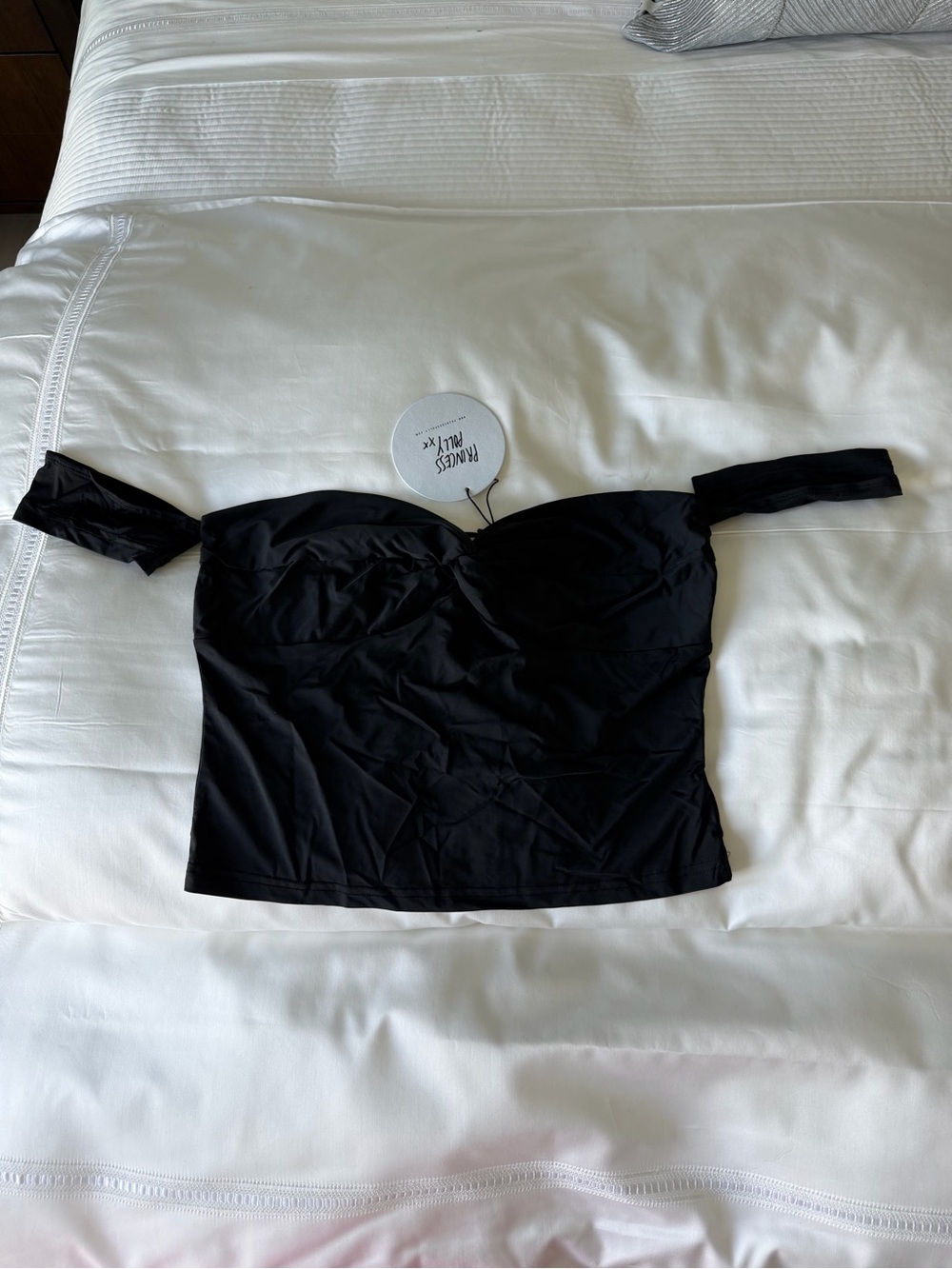 NWT Princess Polly Black Off-Shoulder top. Sz 10. Lightweight. Brand new!